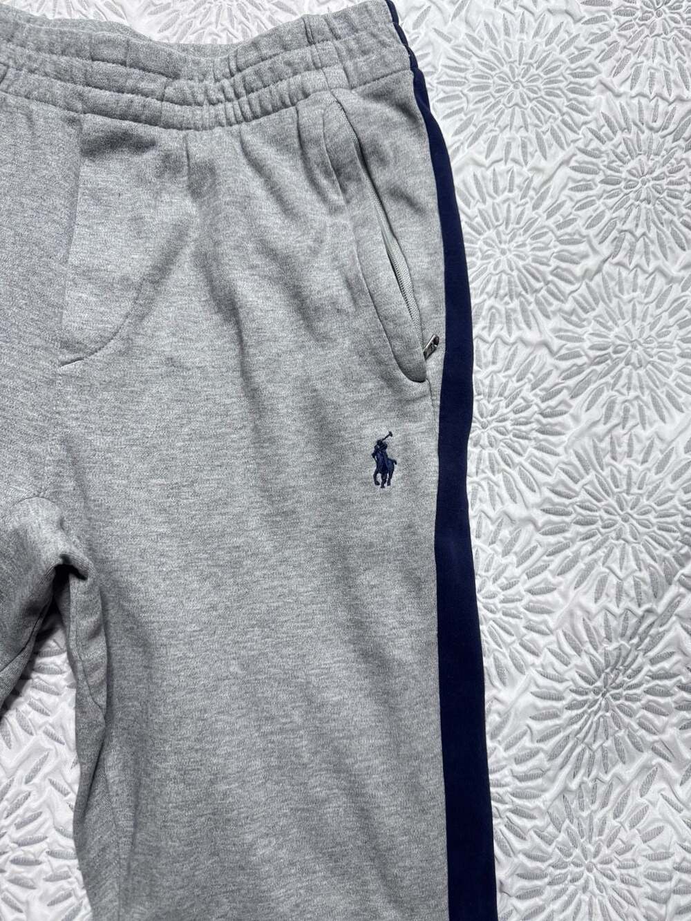 Polo Ralph Lauren Sweatpants Size XS Gray Navy Side Stripe Joggers
